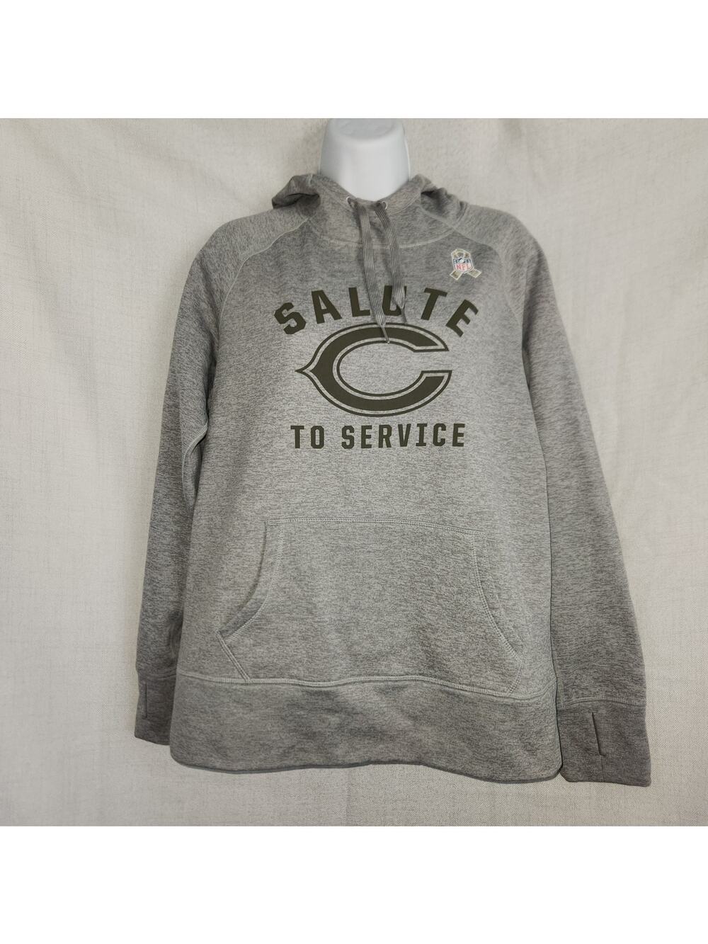 Nike Therma Fit Chicago Bears Hoodie Salute To Service Gray Large